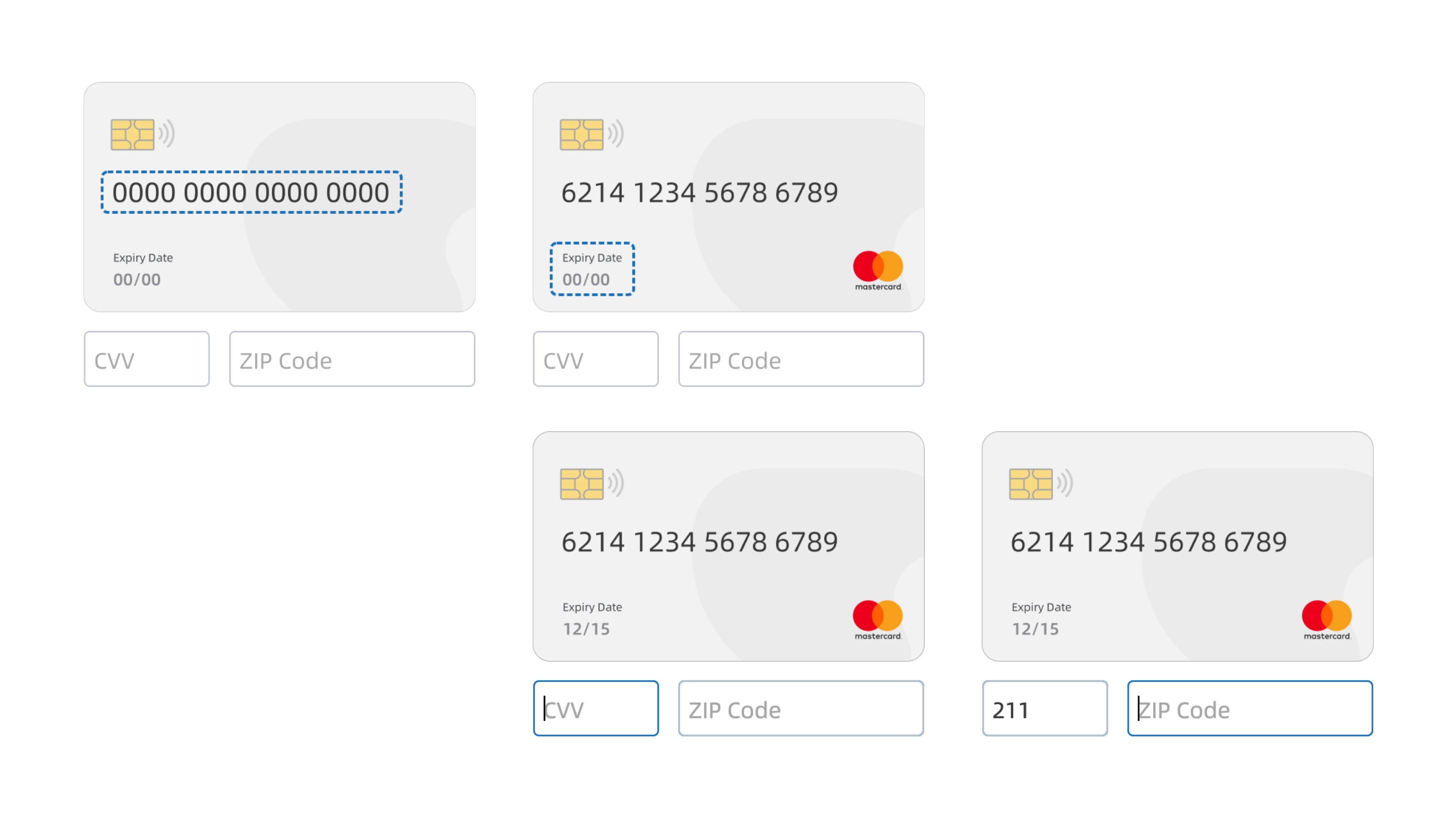 Card input step-by-step progression