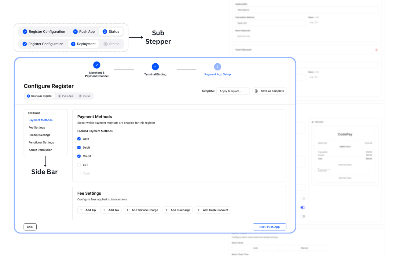 Sub-stepper with sidebar navigation