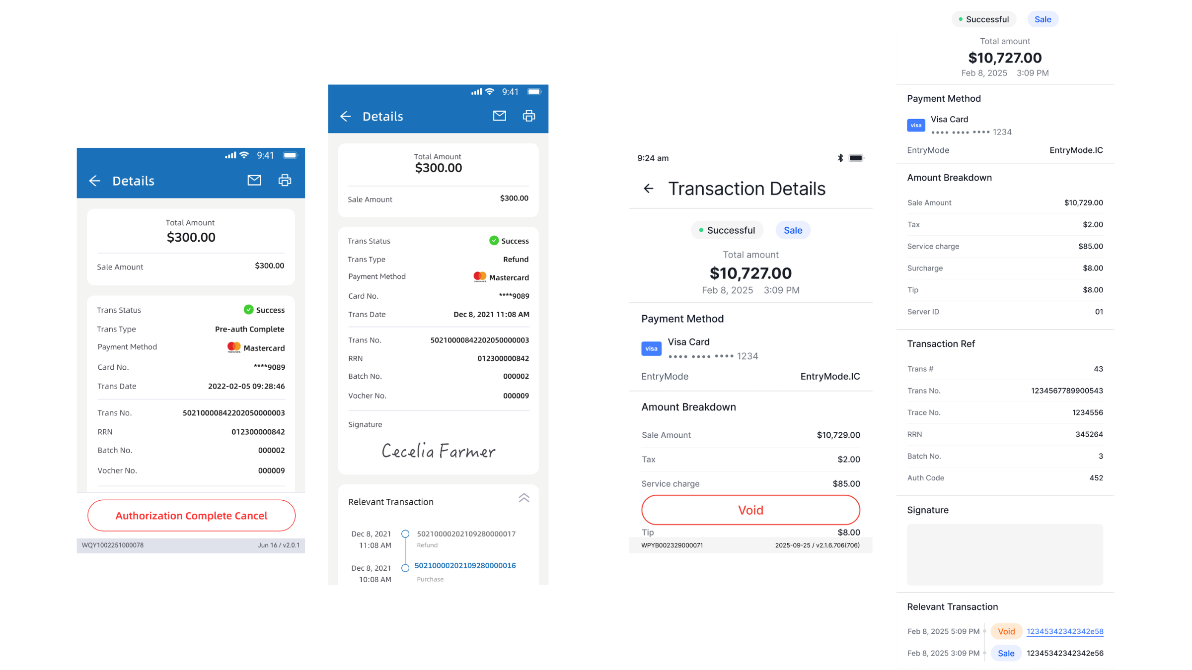 Transaction detail old vs new