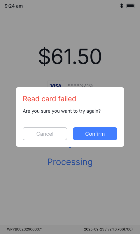 Read-card failed