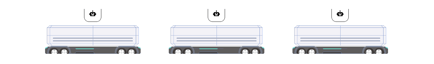 Vector illustration of a three-truck autonomous platoon