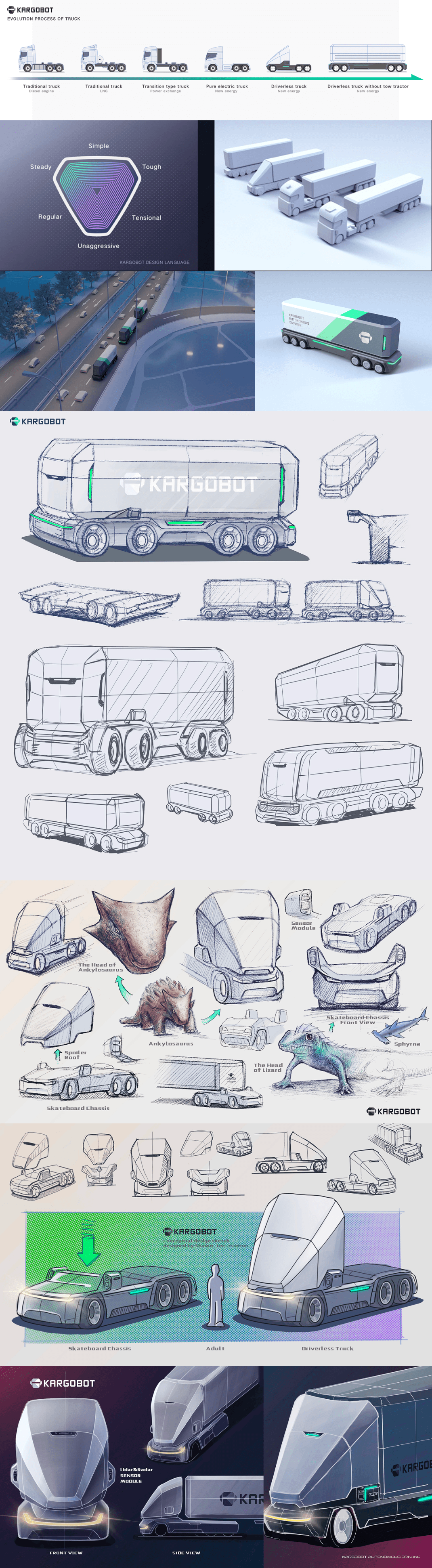 Future-truck storytelling and industrial-design board